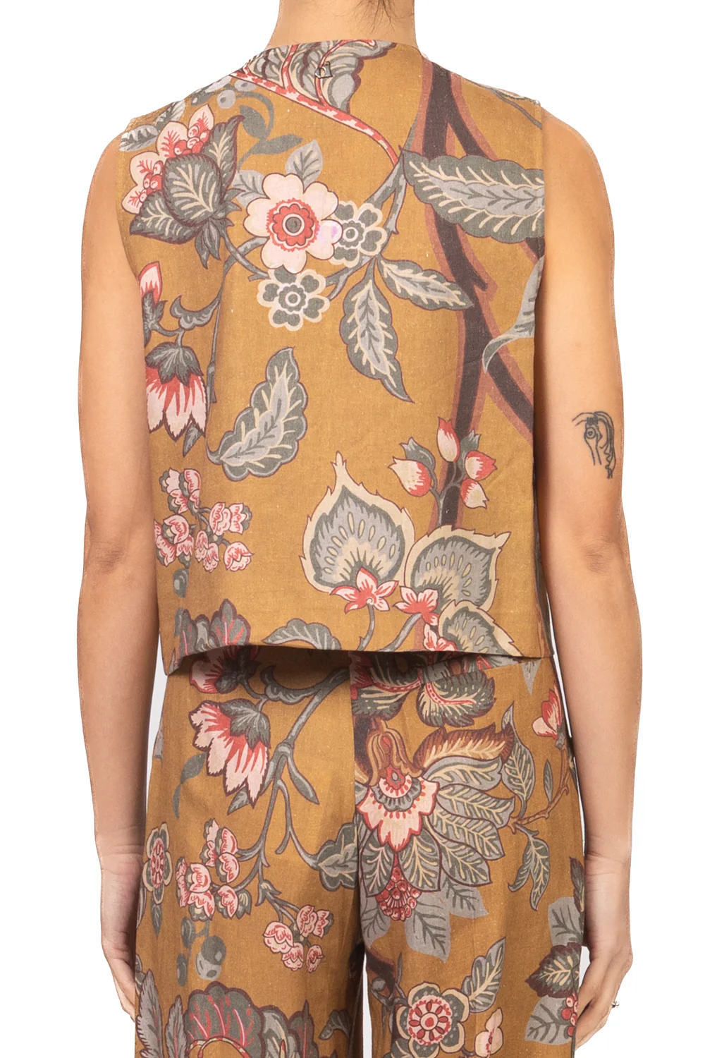 Dixie - Gilet floreale misto lino con laccio Art. LAG51ALA - Image 3