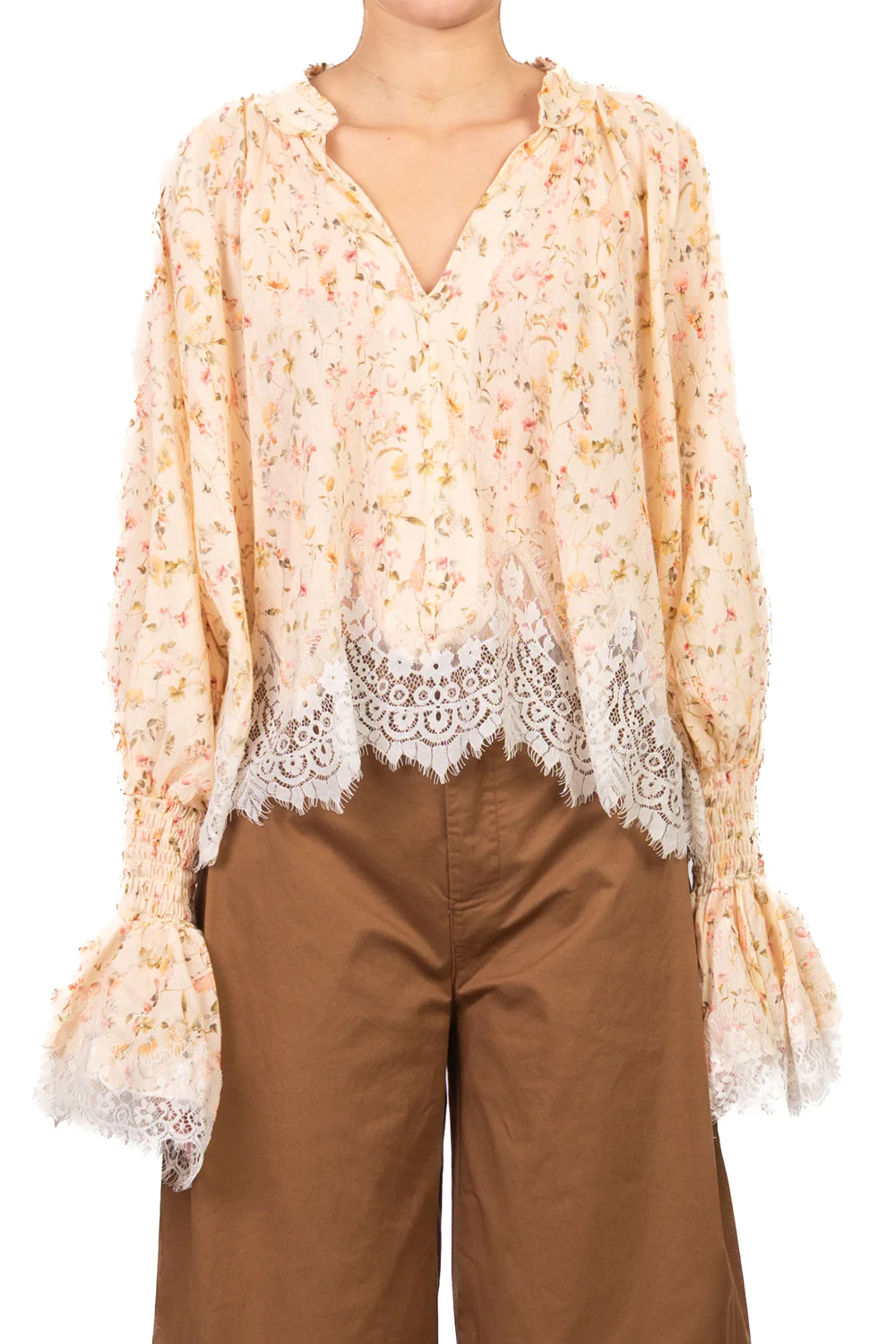 Tensione In - Blusa floreale intarsi pizzo Art. S26C621 - Image 2