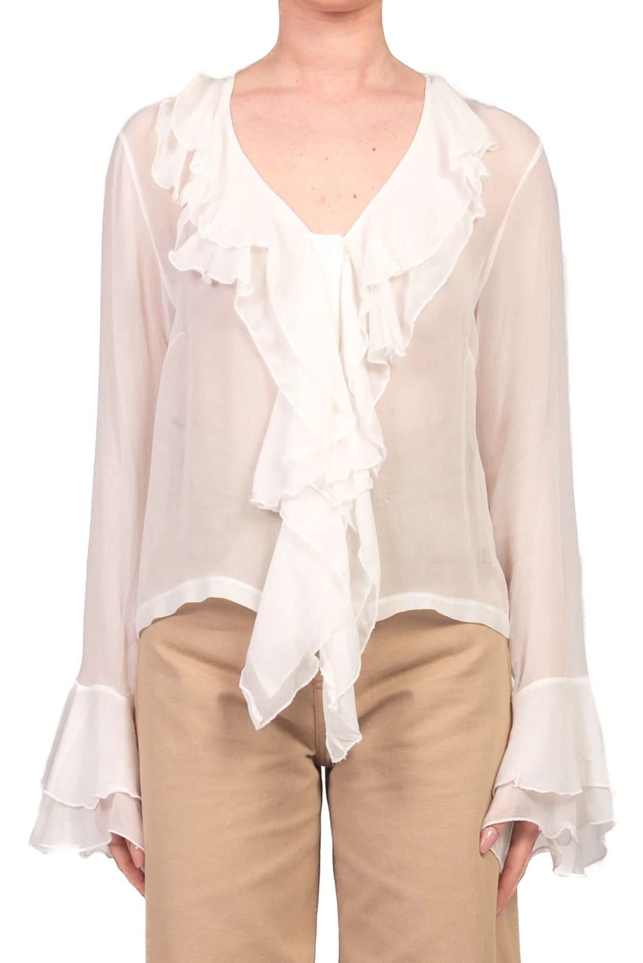Tensione In - Camicia con rouches Art. 32991-CREP - Image 2