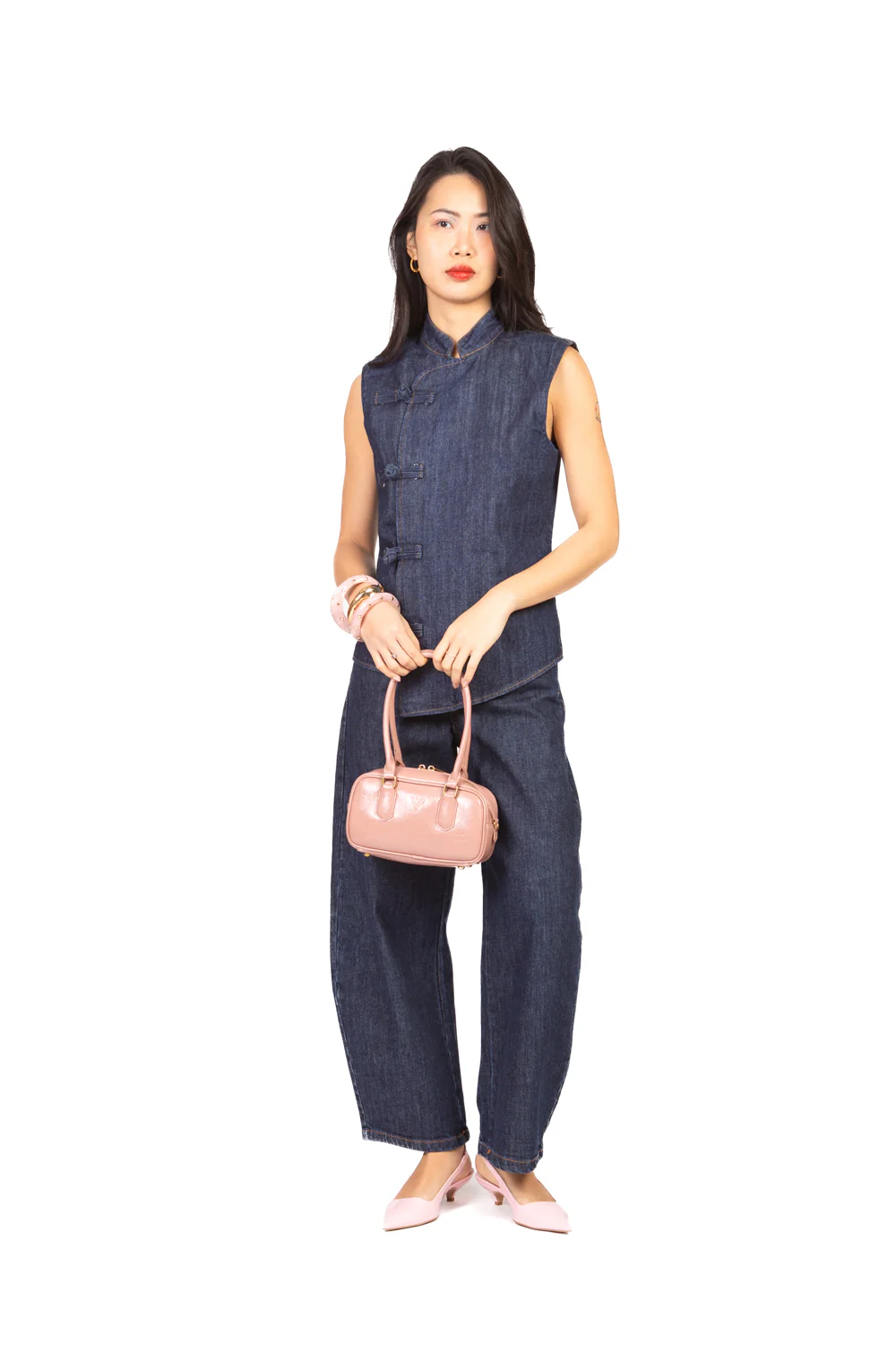 Tensione In - Gilet denim chiusura orientale Art. CP1040