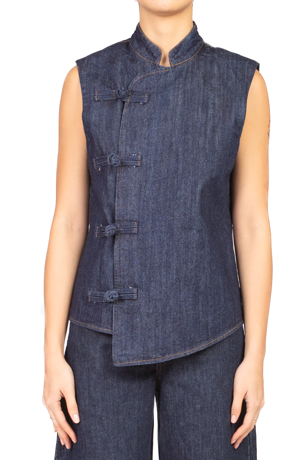 Tensione In - Gilet denim chiusura orientale Art. CP1040 - Image 2