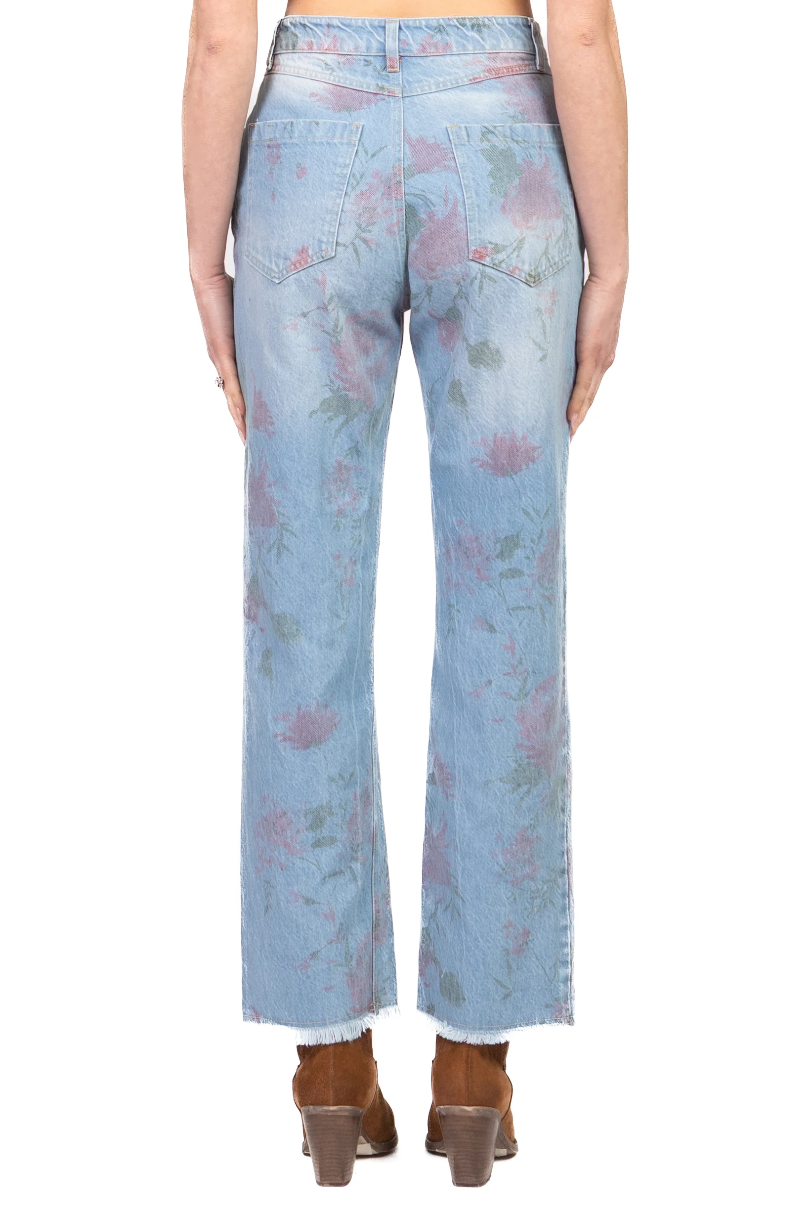 Tensione In - Jeans crop floreale taglio vivo Art. S26P688 - Image 3