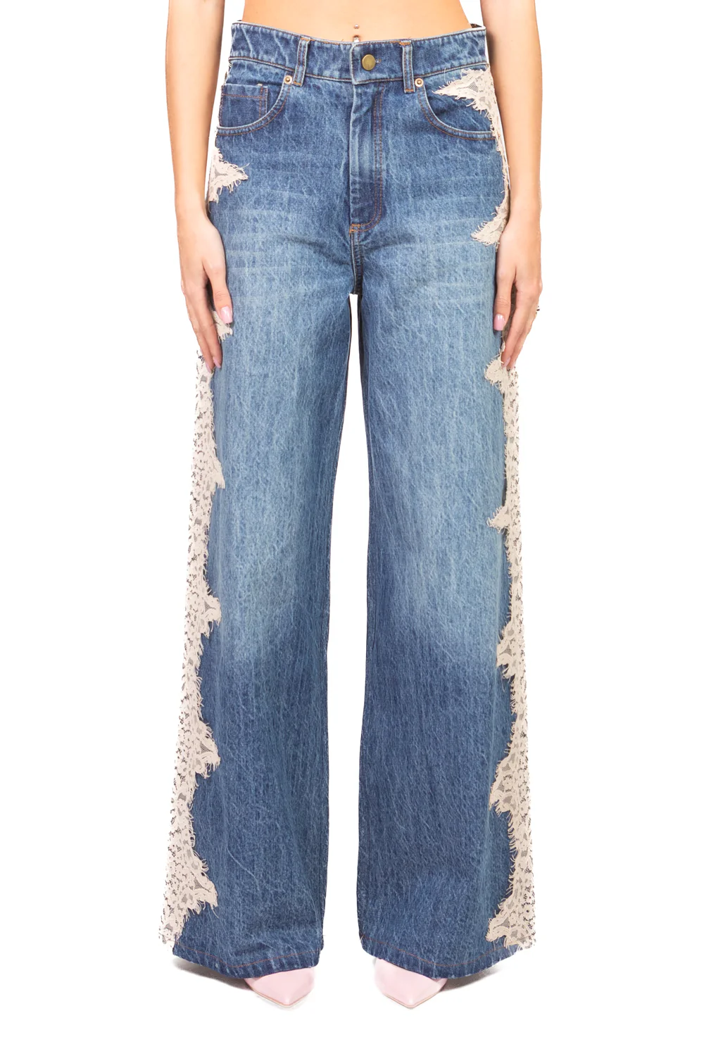 Tensione In - Jeans palazzo profilo pizzo Art. CP870 - Image 2