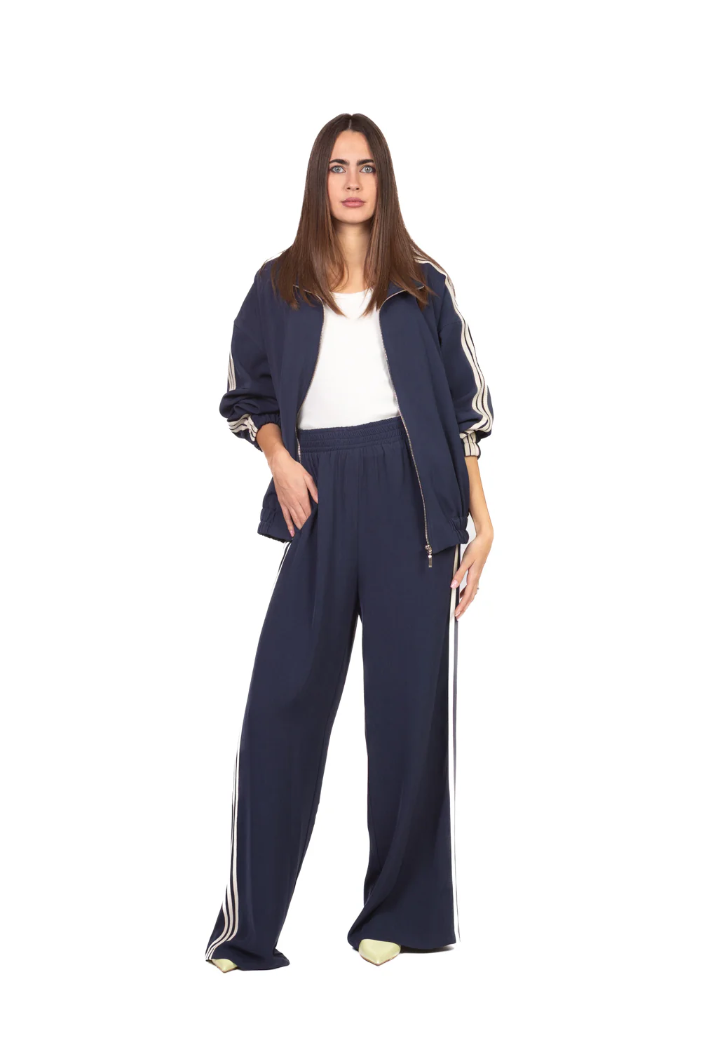 Tensione in - Pantalone palazzo bande laterali Art. 26P4049