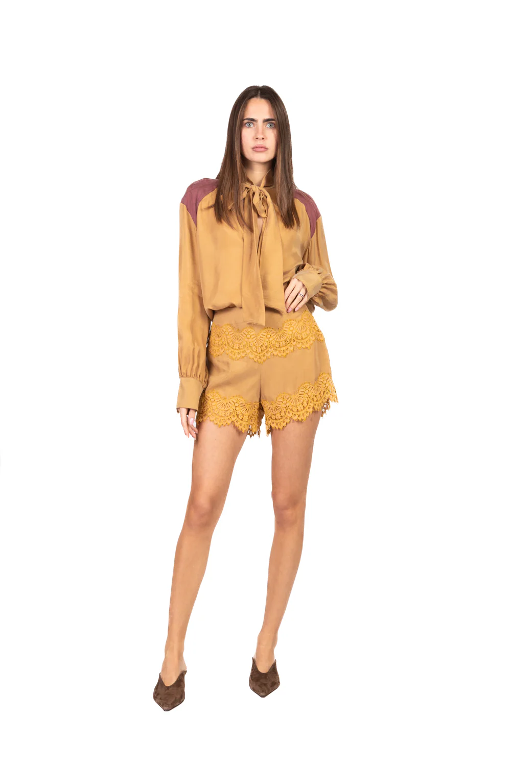 Tensione In - Shorts cupro intasi pizzo Art. 38866 - Image 4