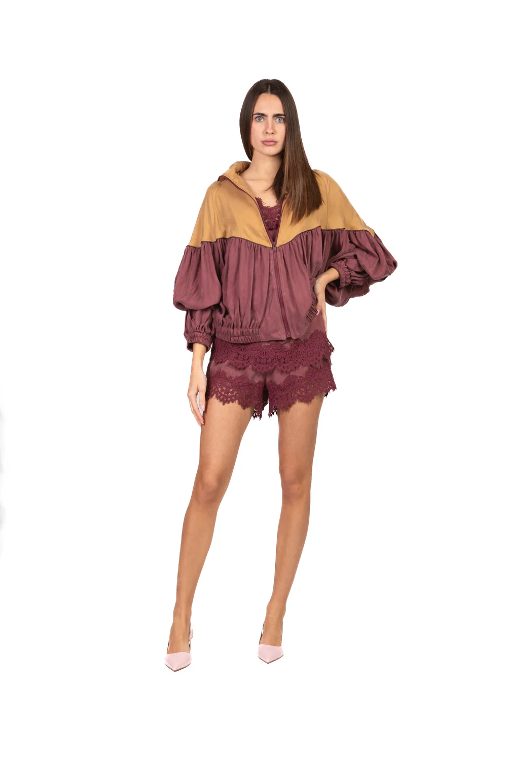 Tensione In - Shorts cupro intasi pizzo Art. 38866 - Image 7