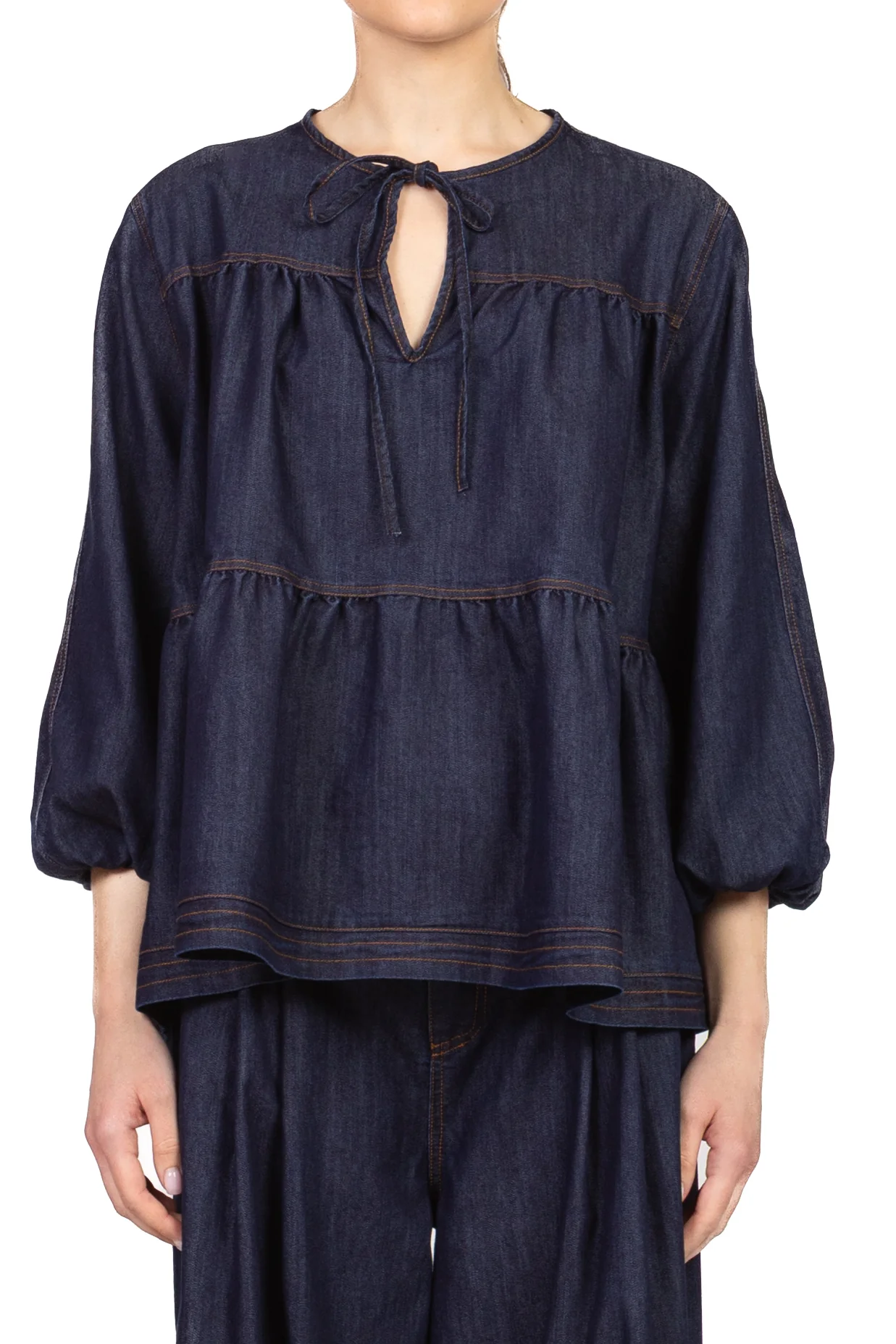 Vicolo - Blusa in denim maniche palloncino Art. TAB1467 - Image 2